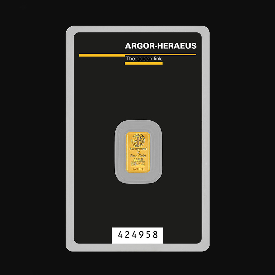 1 gram Argor-Heraeus Gold Bar - Zelta monētas un stieņi